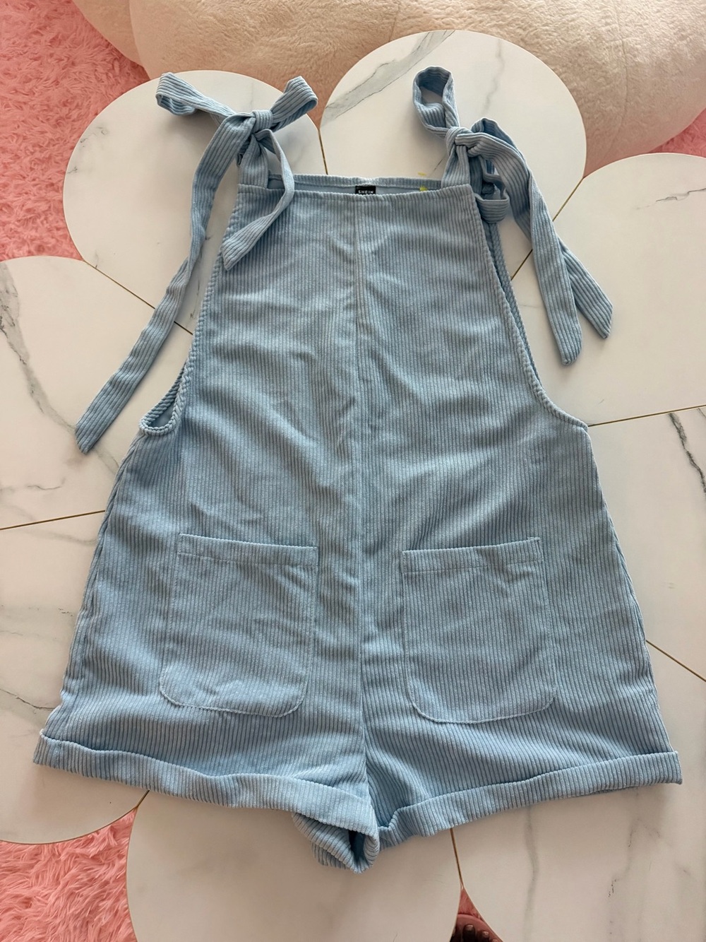 Light Blue Ribbed Corduroy Romper size S